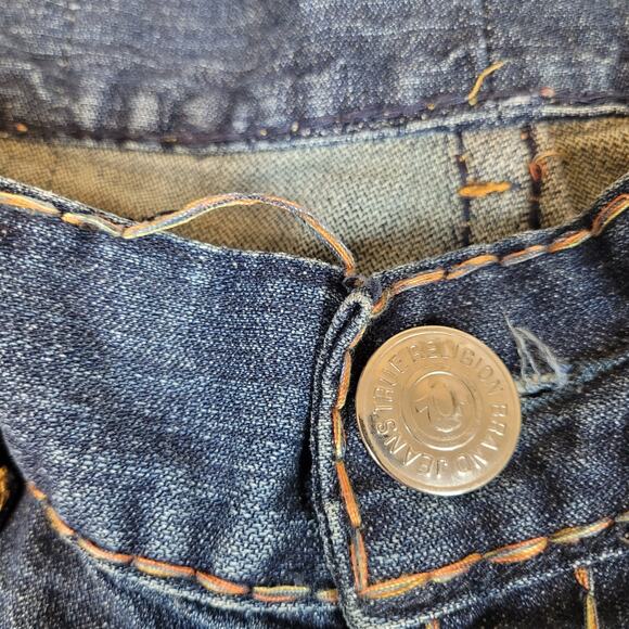 TRUE RELIGION LOGAN SUPER T Flap Y2K Men's Jeans 38X31 Regular Fit Blue K12832 - Picture 16 of 16